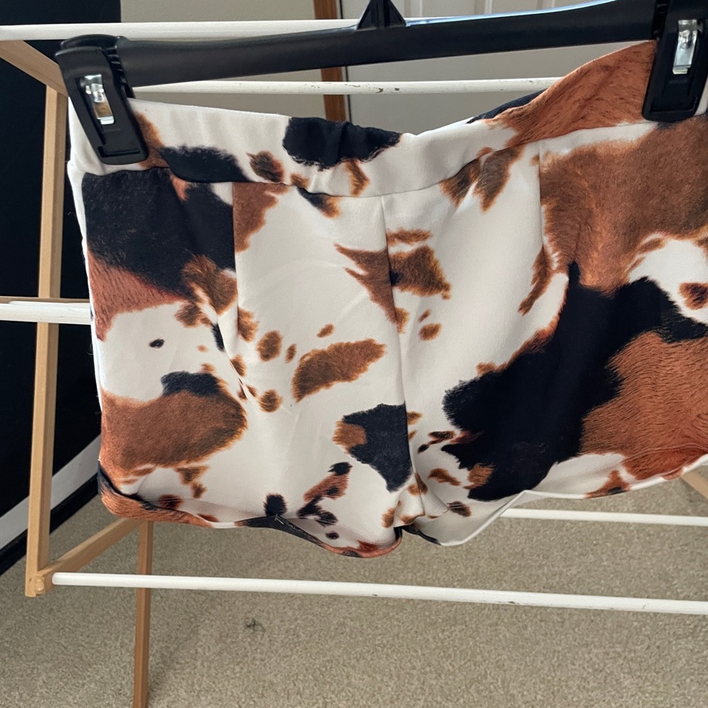 Cow Print High-Waisted Shorts